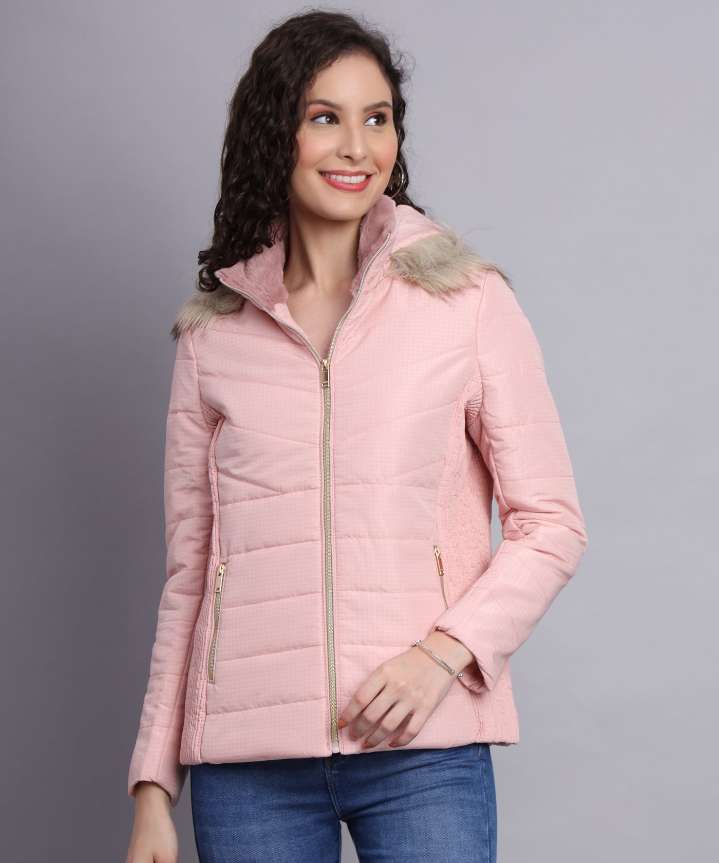 Pink shell quilted jacket- AW6106
