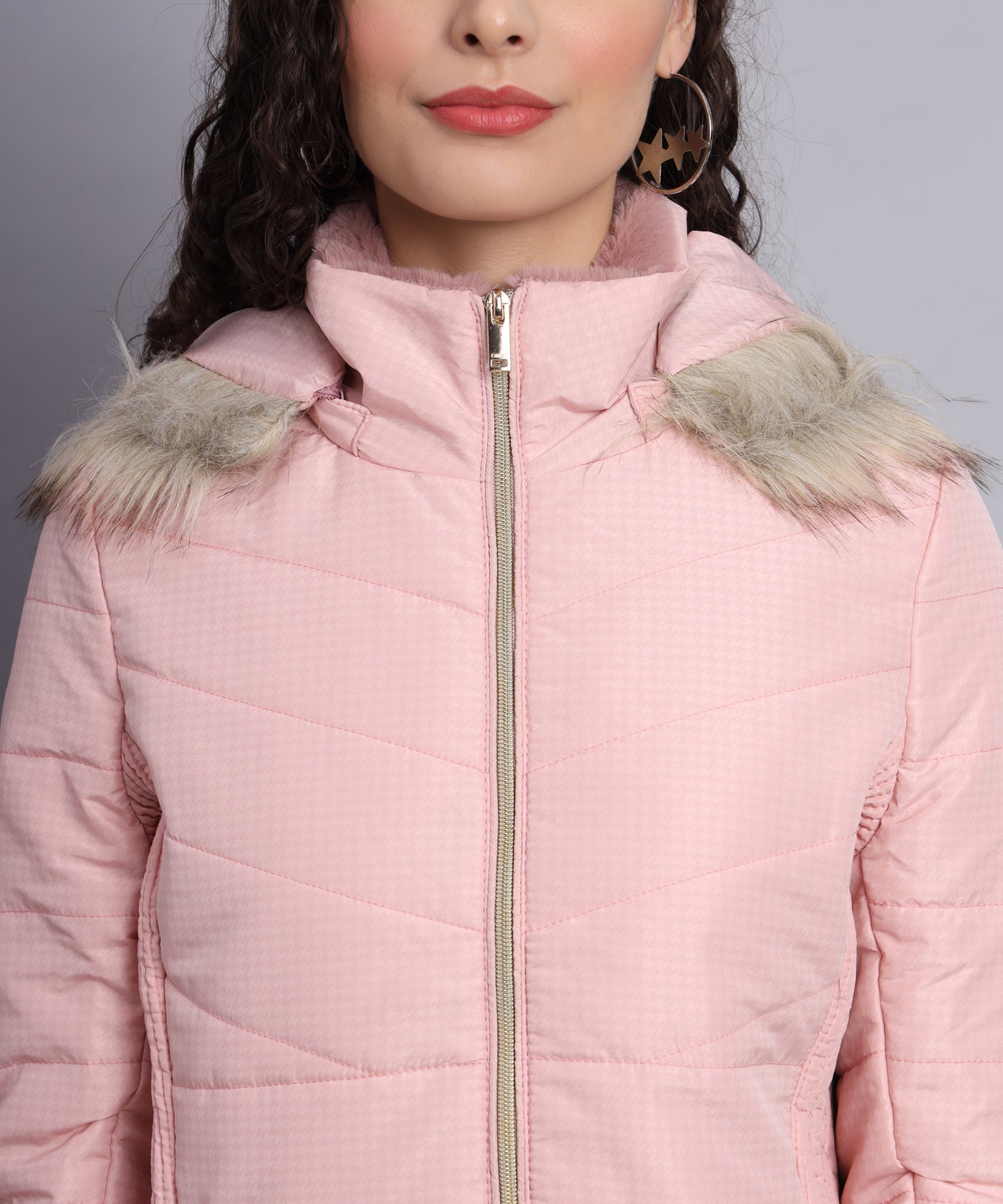 Pink shell quilted jacket- AW6106
