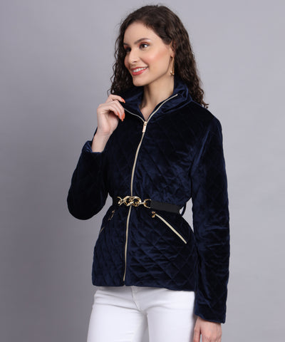 Navy diamond quilted jacket -Aw6112