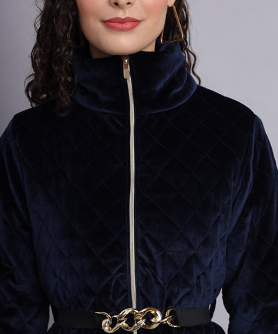 Navy diamond quilted jacket -Aw6112