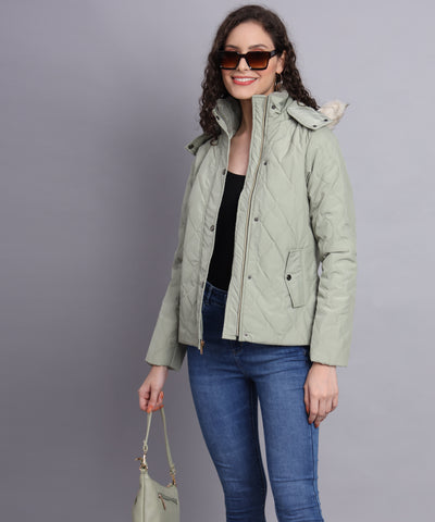 Mint diamond quilted jacket-AW6130