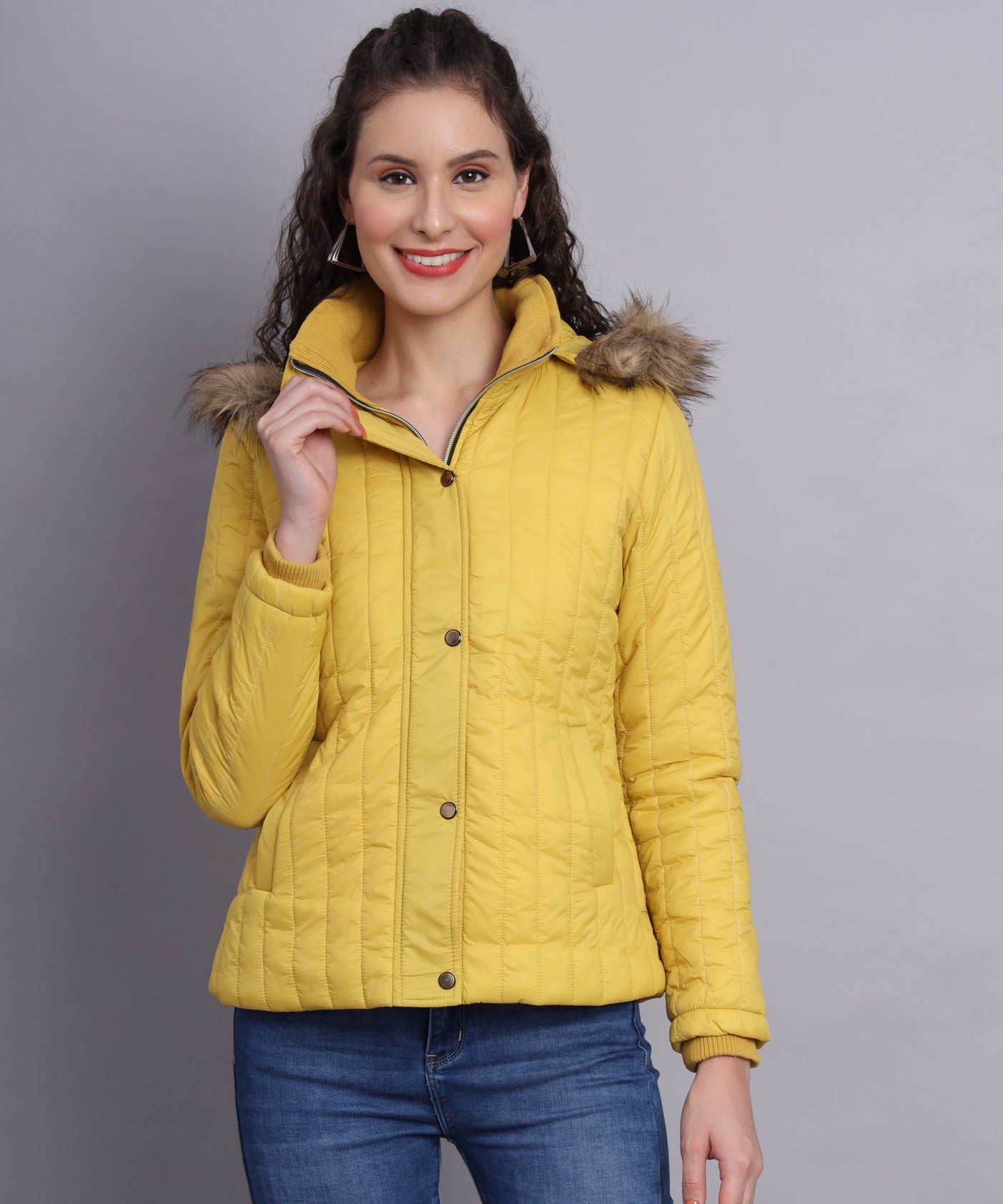 Mustard diamond quilted jacket-AW6138