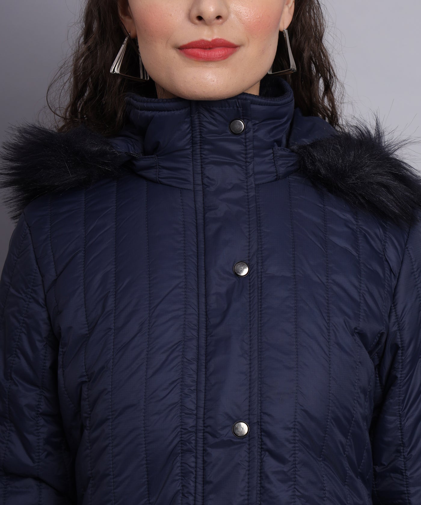 Navy diamond quilted jacket-Aw6138
