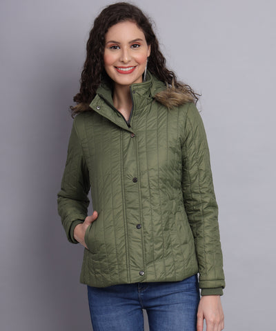 Olive diamond quilted jacket- AW6138
