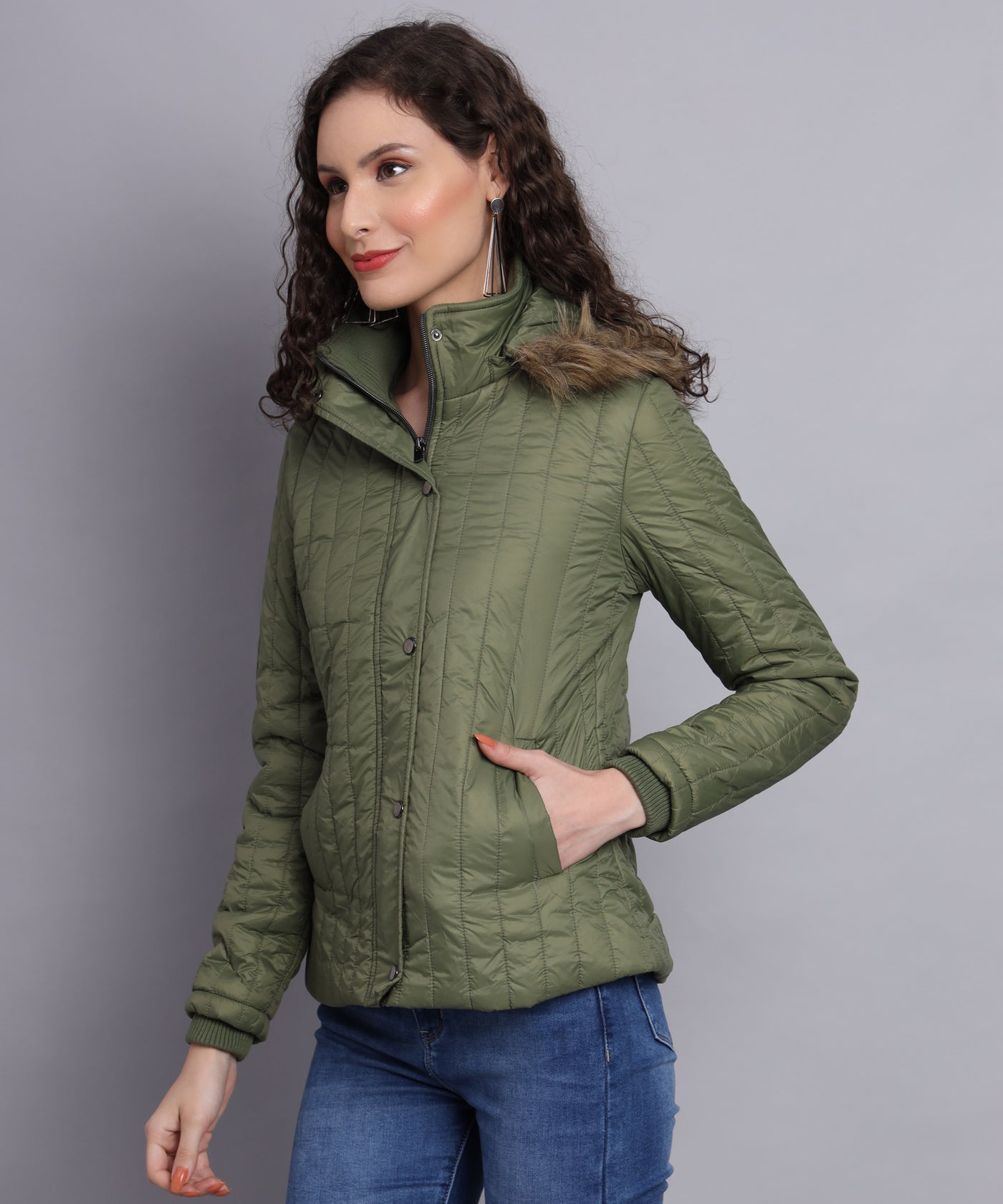 Olive diamond quilted jacket- AW6138