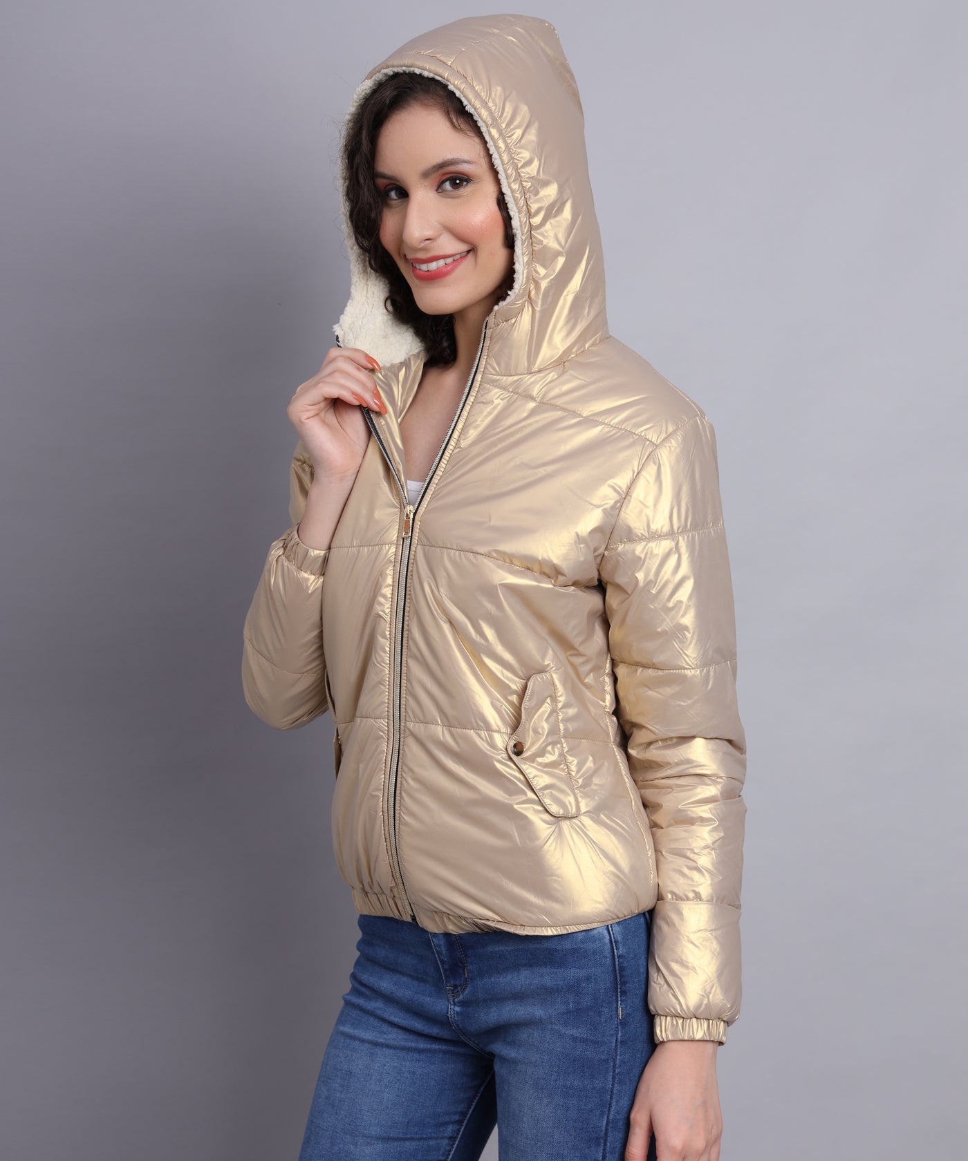 Gold Antibody hoody fur jacket-Aw6148