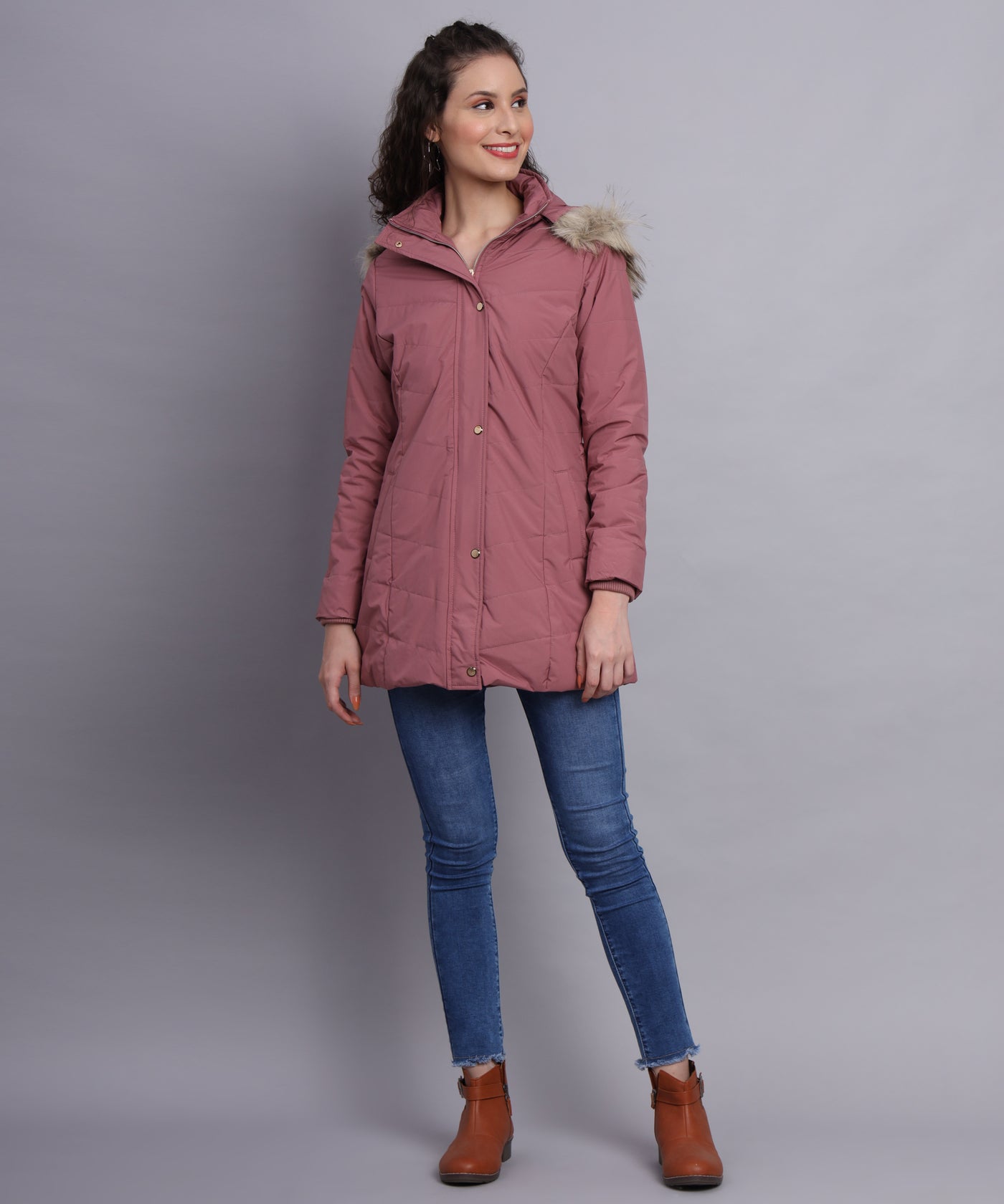 Blush Shell quilted water proof jacket-Aw6175