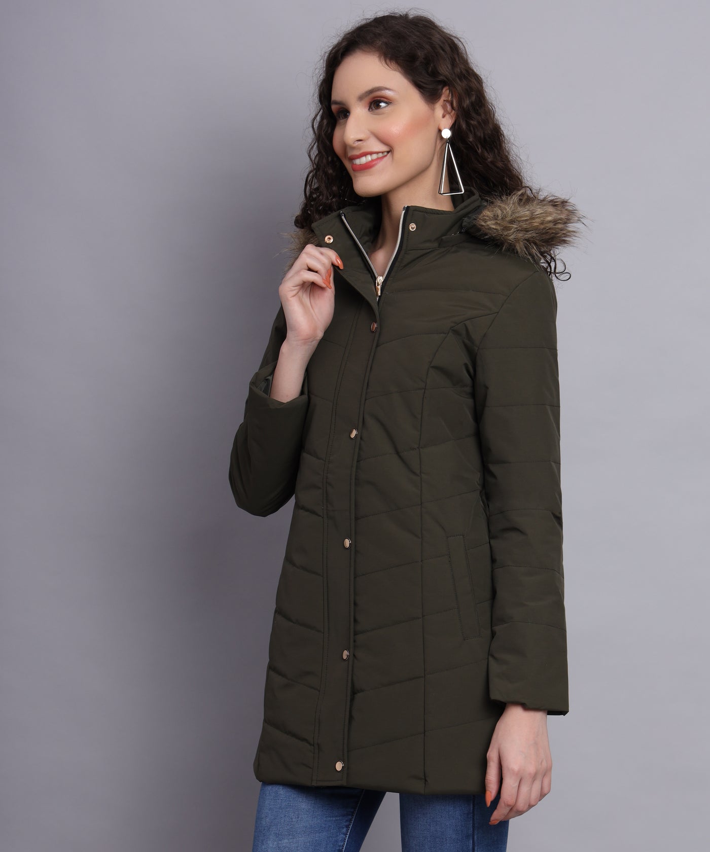 D Olive Medium length jacket-AW6194