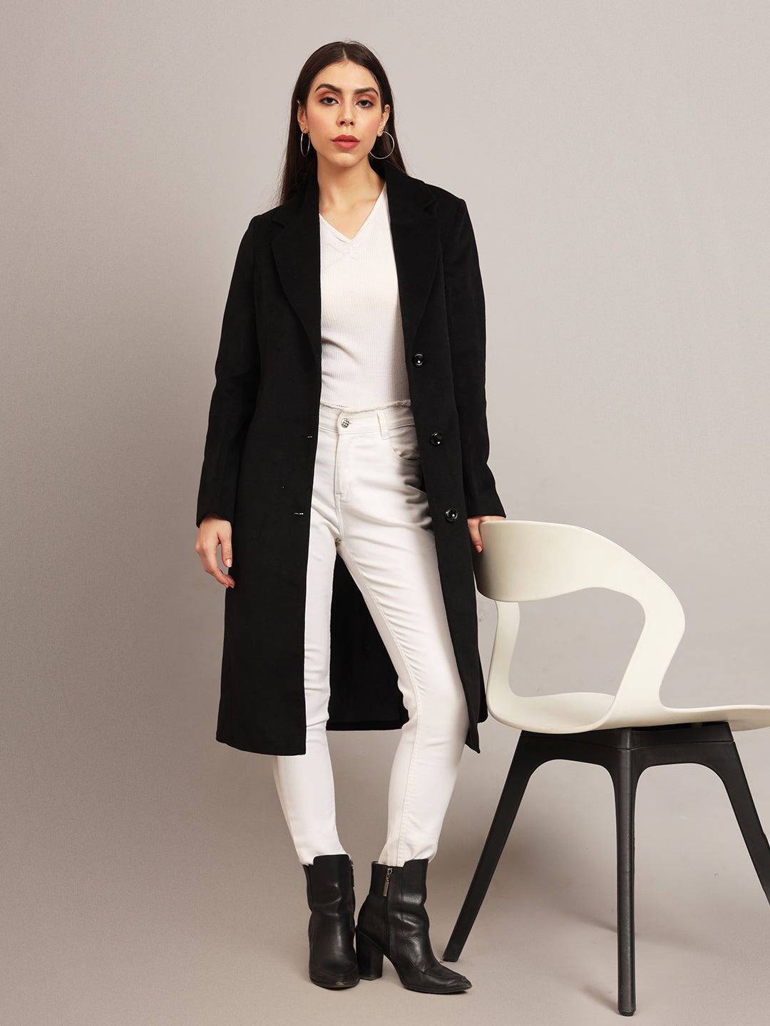 Black Long Coat AW7267 - Main Image