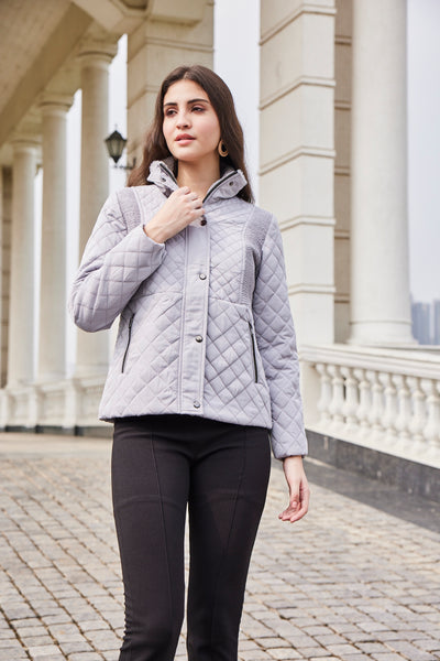 Grey pleated pattern jacket-AW6132