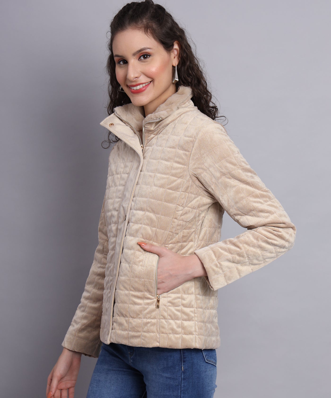 Yellow Box shaped quilted jacket-AW6128