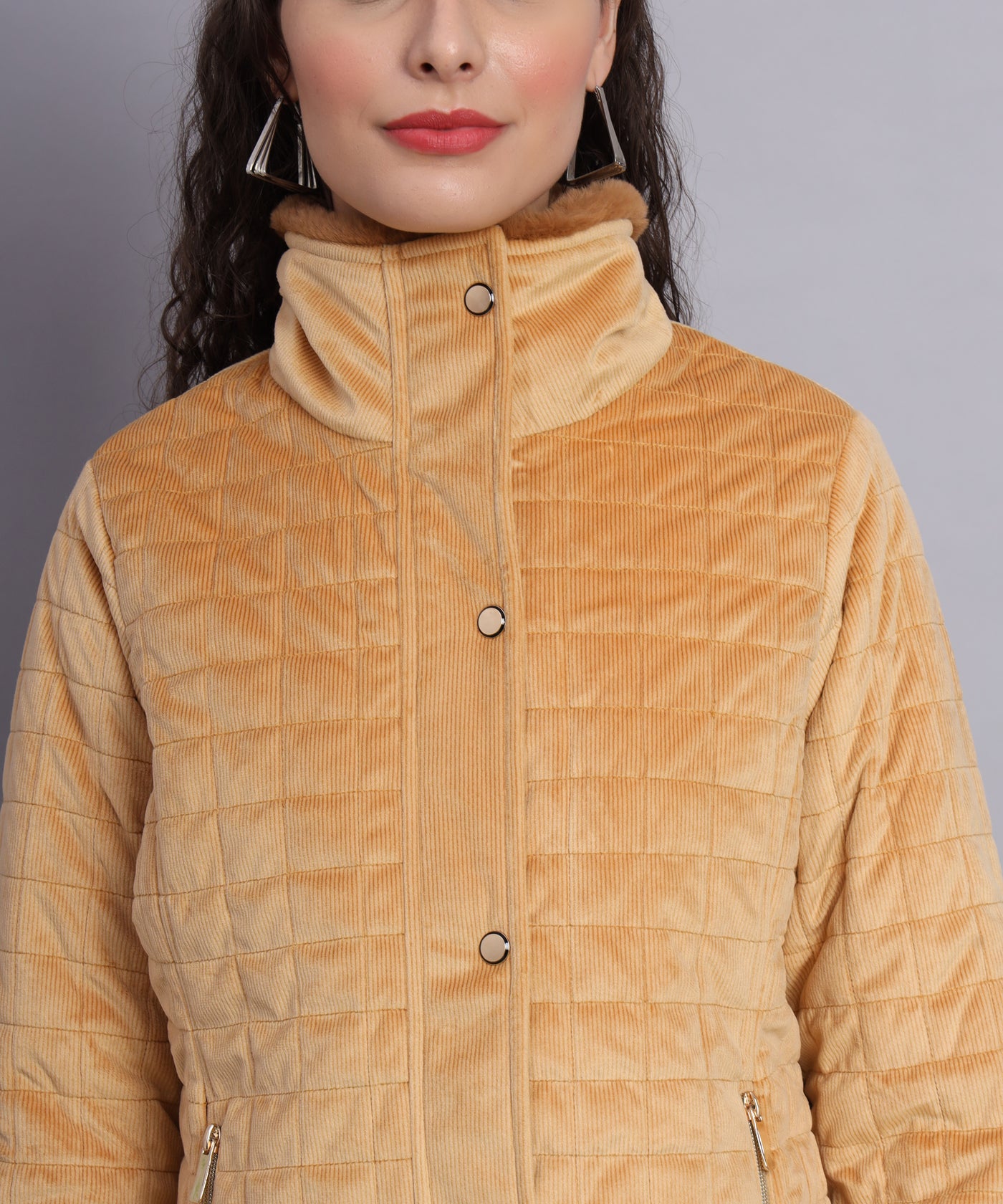 Yellow Box shaped quilted jacket-AW6128