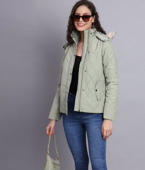 Mint diamond quilted jacket-AW7130