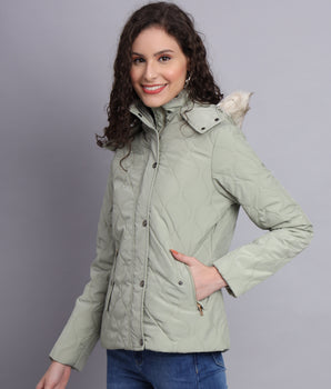 Mint diamond quilted jacket-AW7130