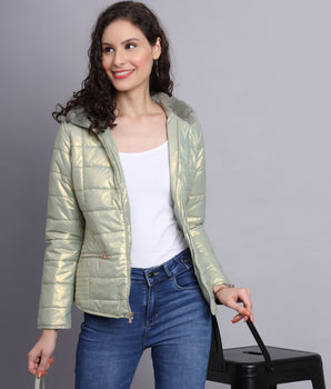 Green shell quilted jacket -AW6134