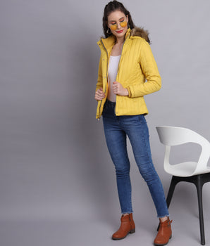 Mustard diamond quilted jacket-AW6138