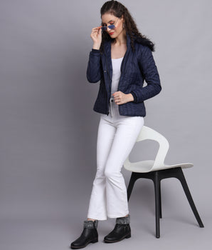 Navy diamond quilted jacket-Aw6138