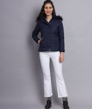 Navy diamond quilted jacket-Aw6138