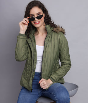 Olive diamond quilted jacket- AW6138