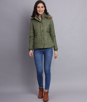 Olive diamond quilted jacket- AW6138