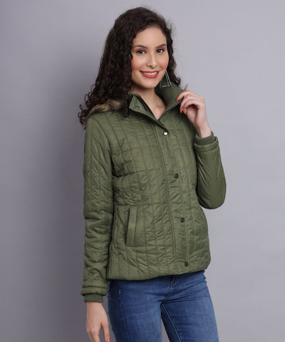 Olive diamond quilted jacket- AW6138