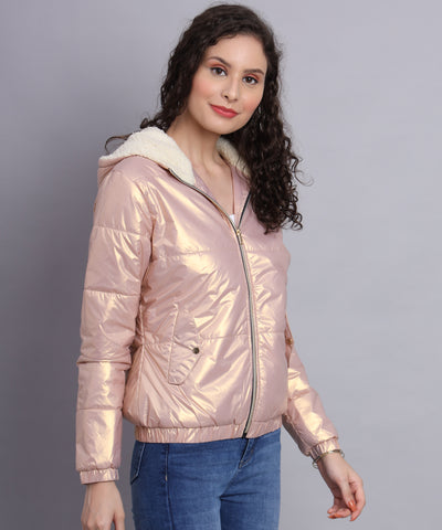 Pink Antibody hoody fur jacket-AW6148