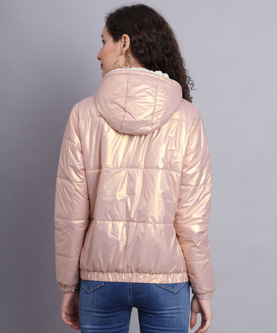 Pink Antibody hoody fur jacket-AW6148