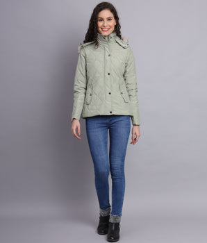 Mint diamond quilted jacket-AW7130