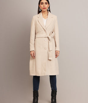 Beige Long Coat - AW7267