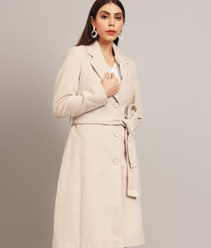 Beige Long Coat - AW7267