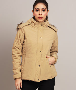 Camel Mock collar jacket -AW7144