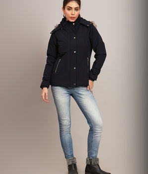 Navy Mock collar jacket -AW7144