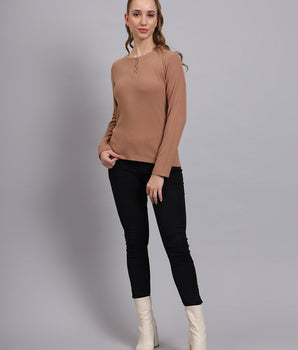 Tan KnittedTop-AW7532A