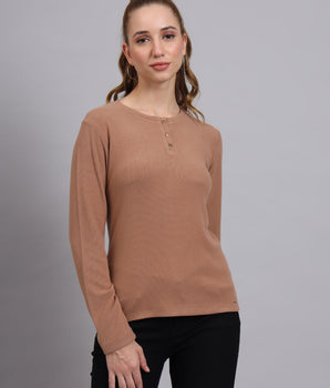 Tan KnittedTop-AW7532A